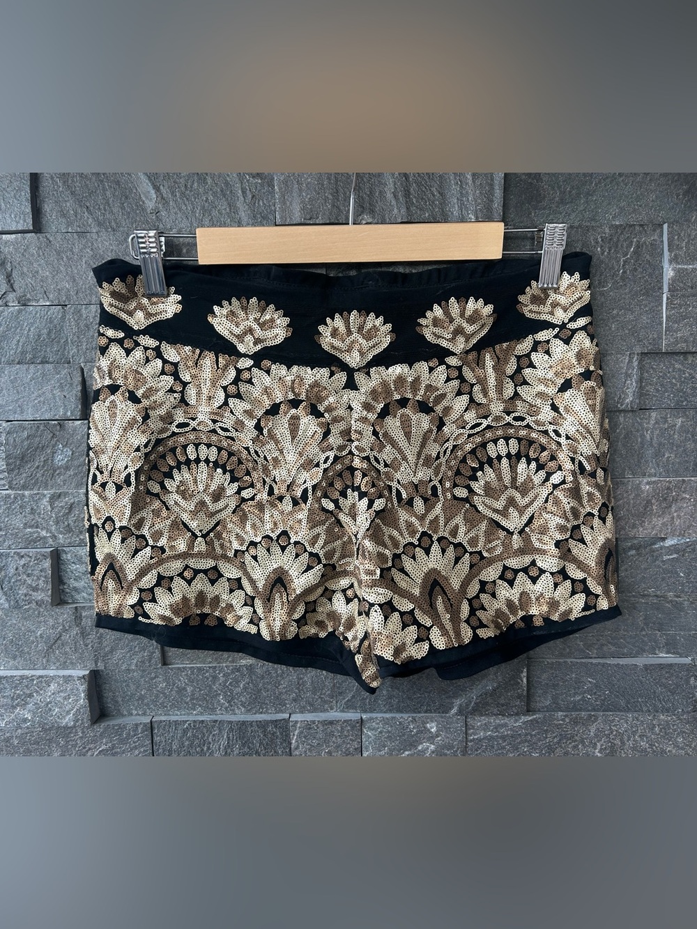 Paper Crane Gold Art Deco Sequin Shorts